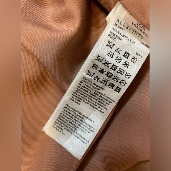 All Saints Fern Biker Jacket Sz:S US6 Nude/Pink - Picture 16 of 16